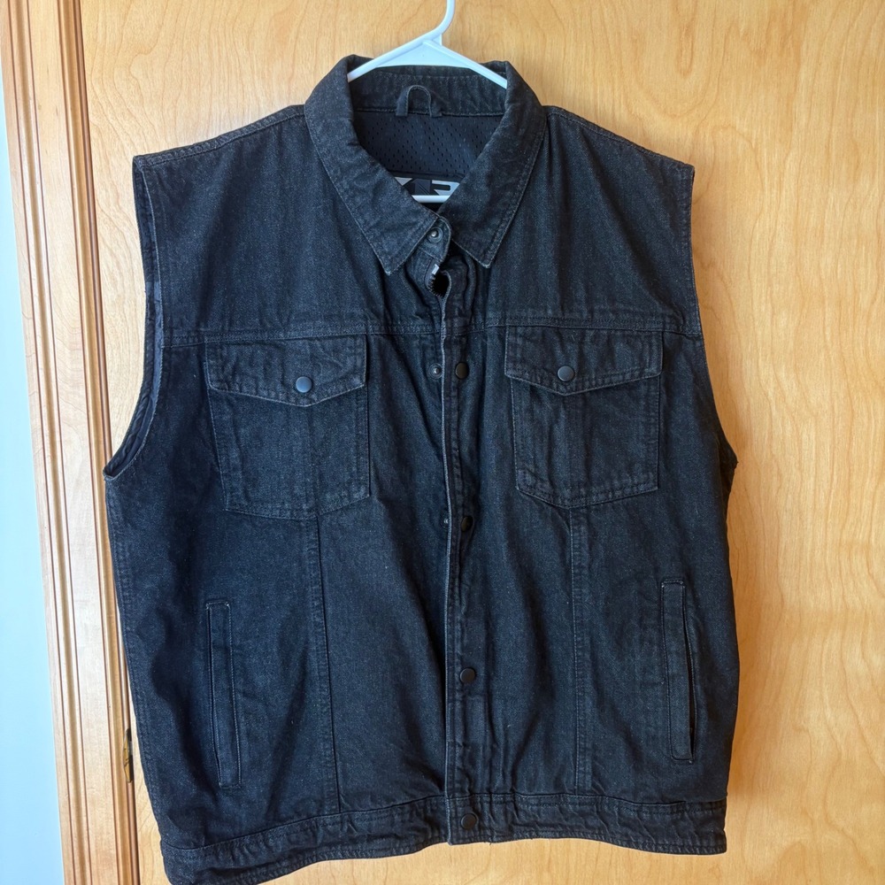 Z1R Denim Vest Men 2XL Black Motorcycle Riding Biker Mesh Lining Heavy Duty
